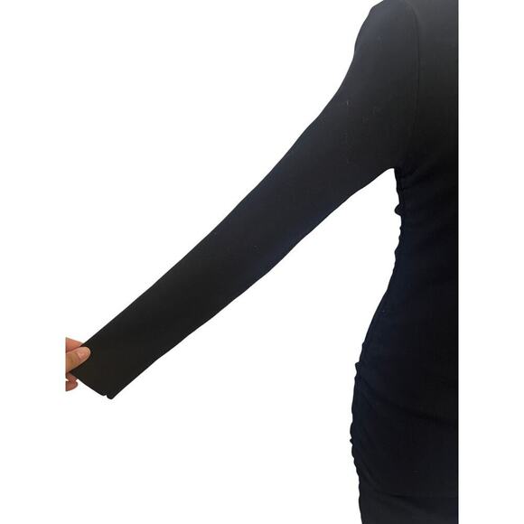Lioness Women Bodycon Sweater Dress Rushed Sides Black Size Small - Picture 5 of 11